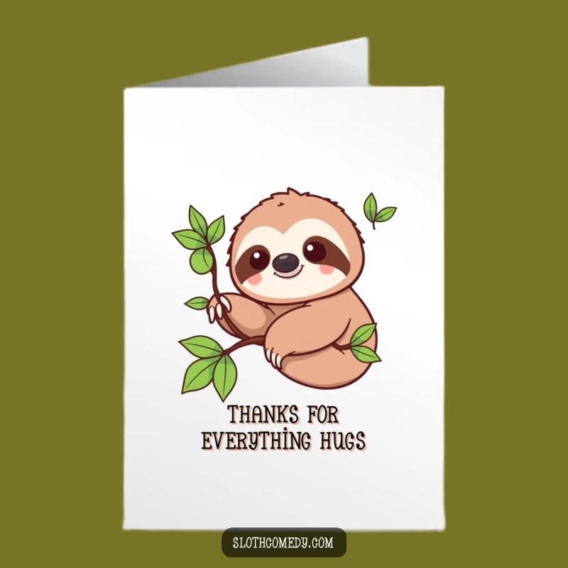 Free Printable Thank You Card: Funny Sloth Slow Wave, Perfect Downloadable Gift