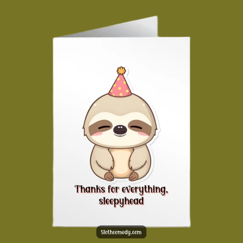 Free Printable Thank You Card: Sleepy Sloth Thanks Funny Downloadable Gift