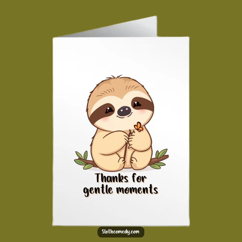 Free Printable Thank You Card: Sloth Butterfly - Kind Appreciation Download