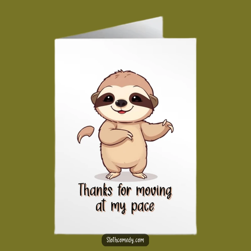 Free Printable Thank You Card: Dancing Sloth, Funny Downloadable Gift for Appreciating Efforts