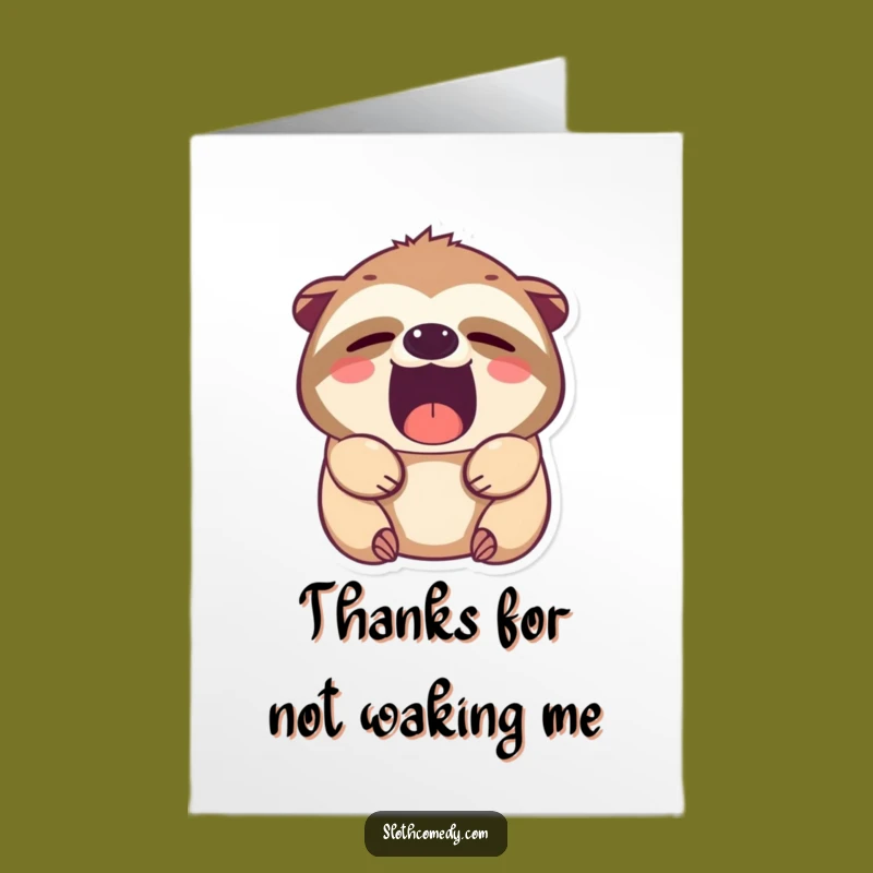 Free Printable Sloth Thank You Card: Sleepy Yawn Downloadable Greeting for Appreciation