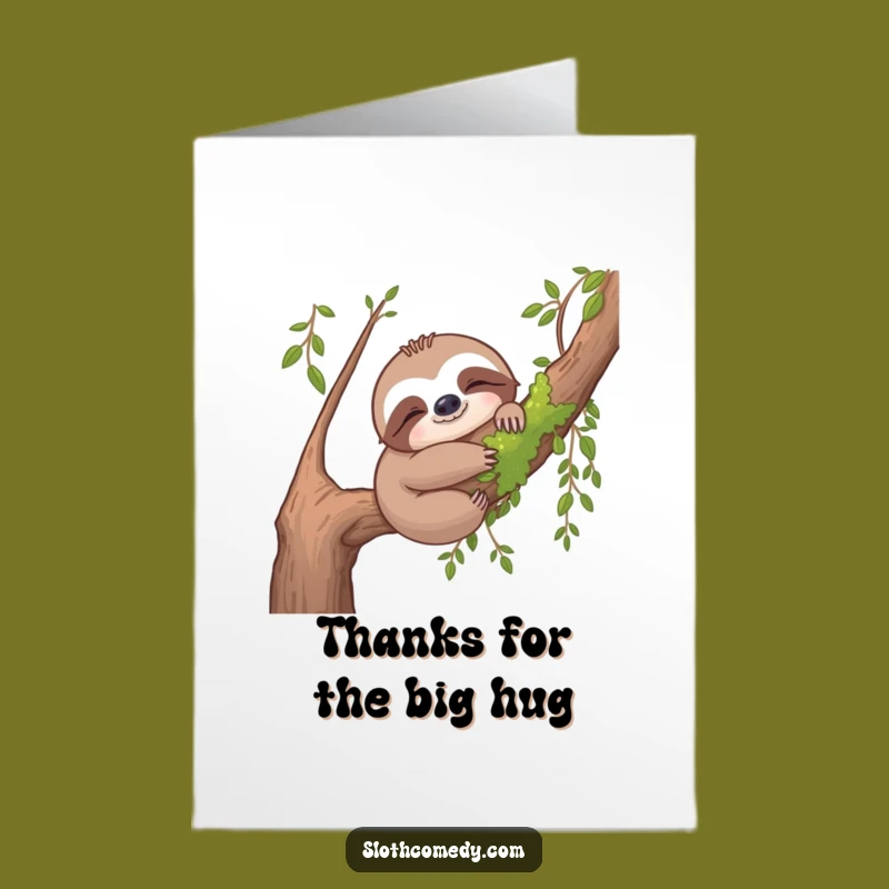 Free Printable Thank You Card: Content Sloth Hugging Branch, Grateful Downloadable