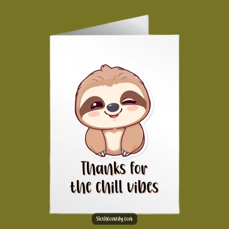 Free Printable Thank You Card: Smiling Sloth Blinking, Grateful Downloadable Gift