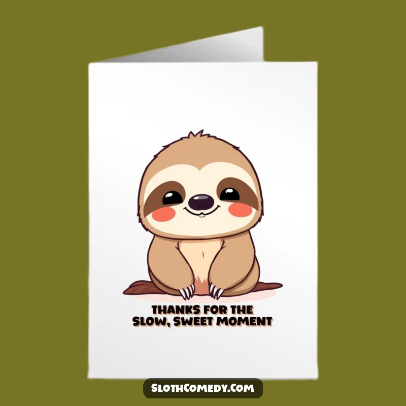 Free Printable Thank You Card: Smiling Sloth, Appreciative Downloadable Gift