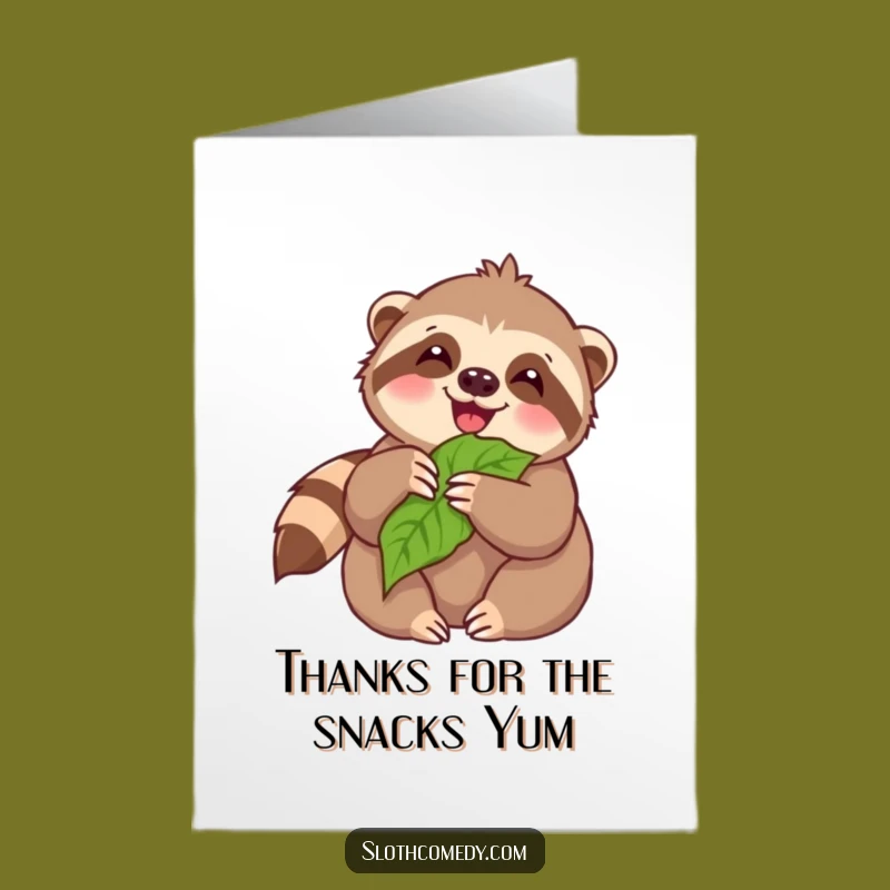 Free Printable Thank You Card: Funny Sloth Munching, Awesome Downloadable Gift