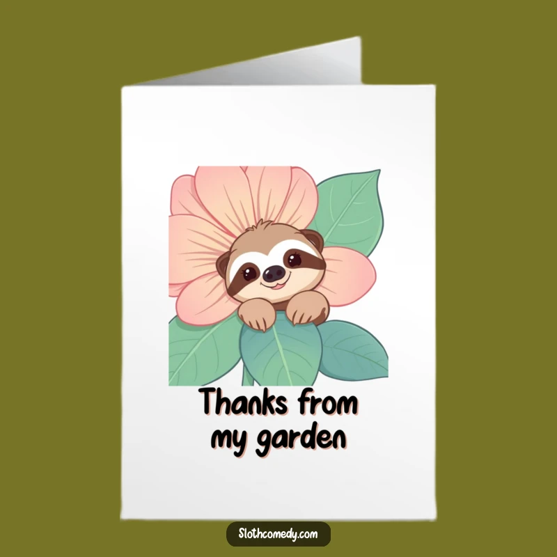 Free Printable Sloth Flower Thank You Card: Peek-a-Thanks Downloadable
