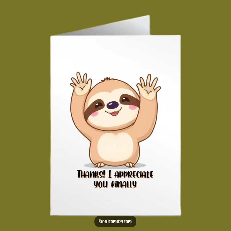 Free Printable Sloth Thank You Card: Funny Slow Wave Downloadable Gift