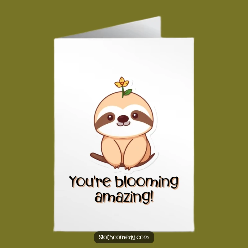 Free Printable Thank You Card: Flower Sloth - Funny Downloadable Gift