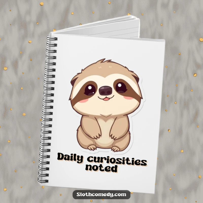 Funny Notebook: A kawaii sloth looks up with gentle curiosity, perfect for capturing thoughts and dreams, a creative funny gift.