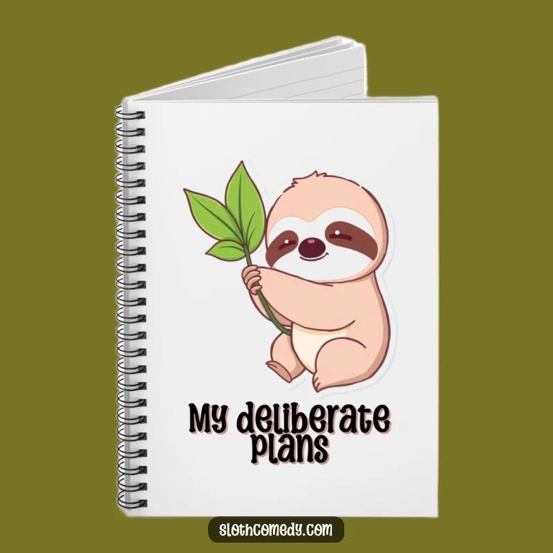 Funny Kawaii Sloth Leaf Notebook - Slow Sloth Journal, Cute & Hilarious Gift