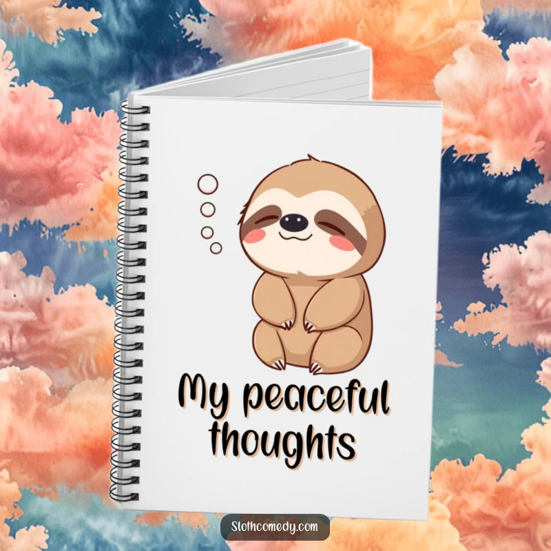 Funny Notebook: A sloth exhales a gentle puff of air, perfect for calm journaling.