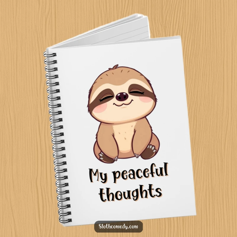 Funny Notebook featuring a sloth with a comically slow blink, conveying a sense of deep contentment, perfect for mindful journaling.