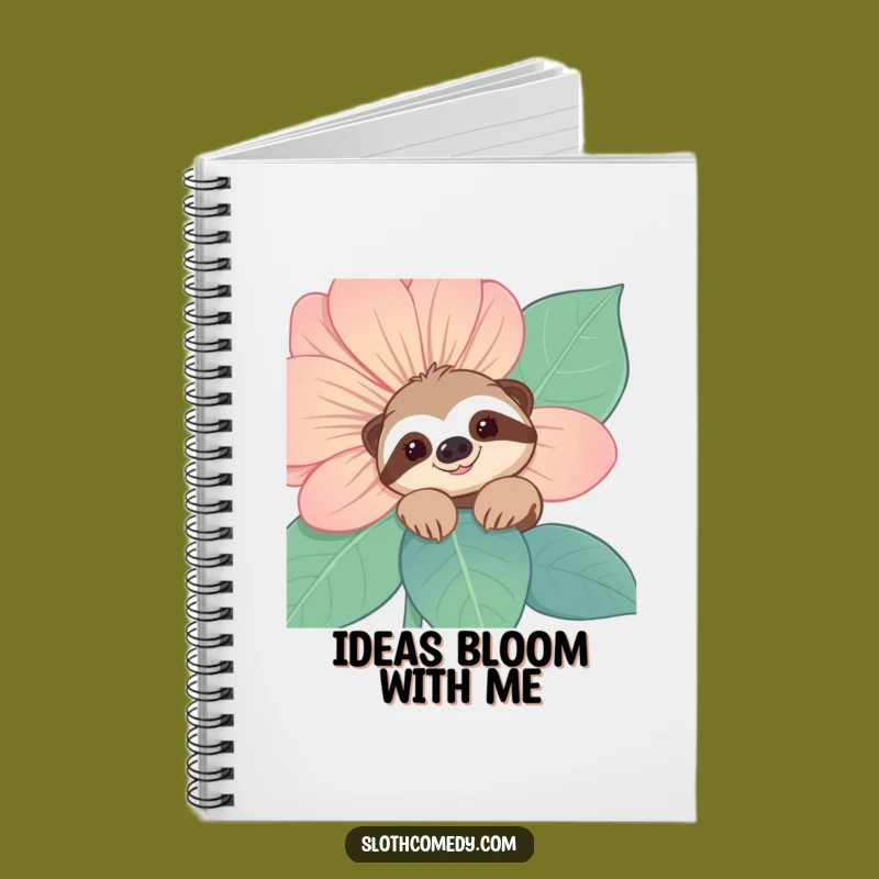 Funny Sloth Notebook: Flower Peek, Shy Notes, Perfect Funny Gift!