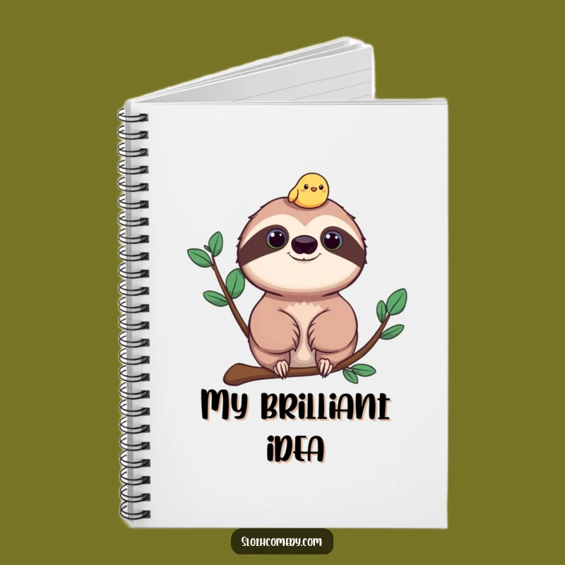 Funny Sloth and Bird Notebook - Cheerful Companion Journal Gift