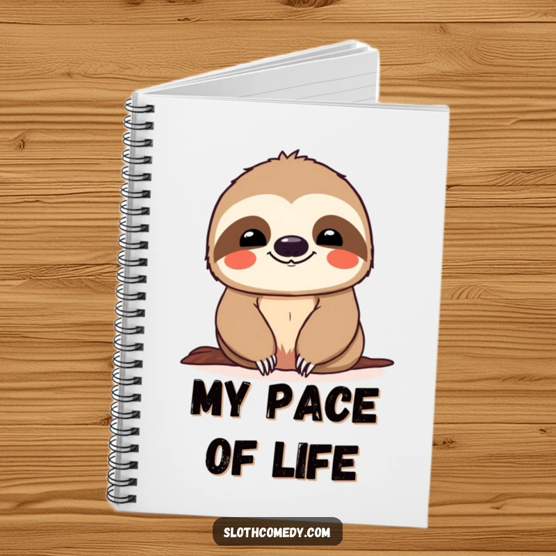 Funny Notebook: A smiling sloth is enjoying a slow descent, perfect for unhurried journaling.