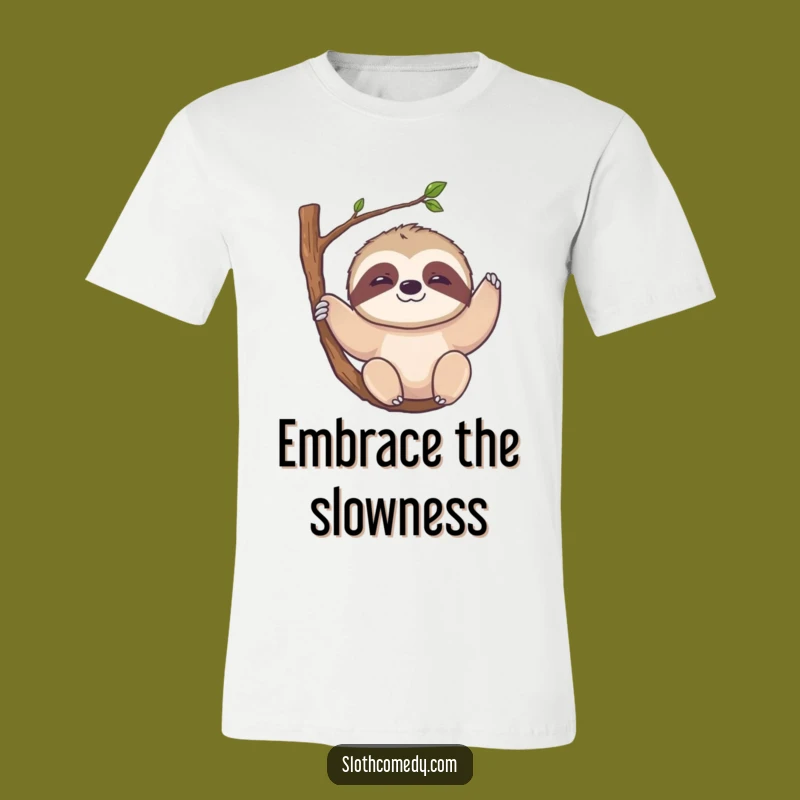 Funny Kawaii Sloth T-Shirt - Slow Smile Hanging Character Tee, Perfect Relaxed Gift