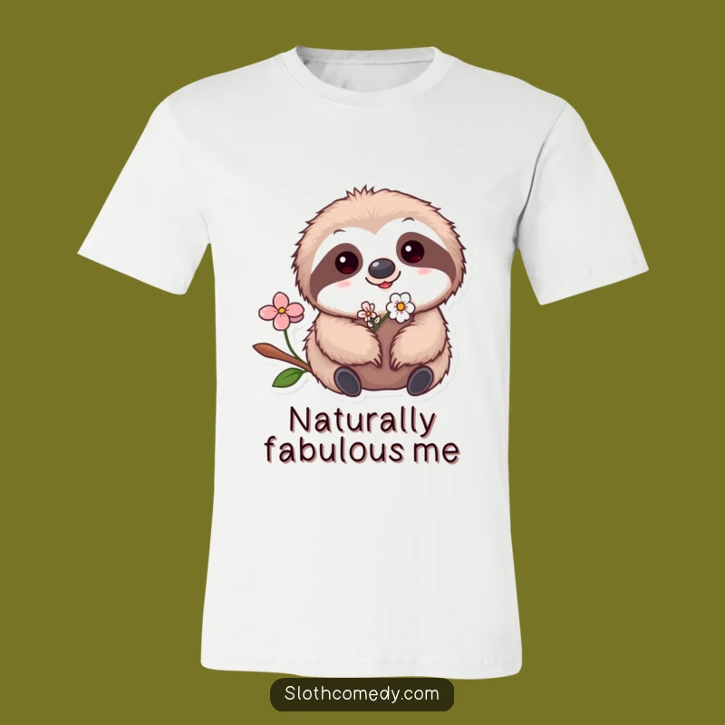 Funny Kawaii Sloth Flower T-Shirt - Cute Sloth Apparel, Hilarious Gift