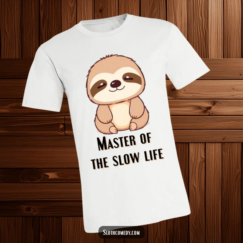 Funny kawaii sloth t-shirt featuring a contented sigh, perfect for expressing a relaxed and humorous personality.