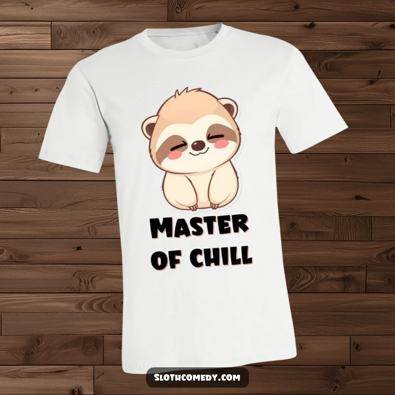 Funny T-Shirt: A cute kawaii sloth smiles calmly while giving a slow, knowing wink, embodying laid-back style, a funny gift.