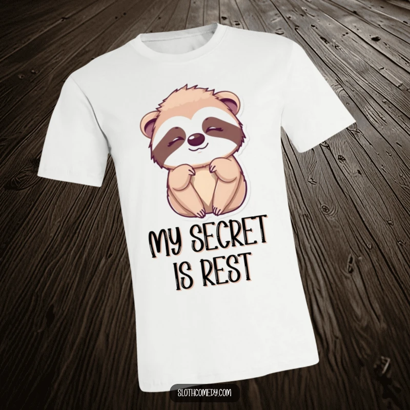 Funny Kawaii Sloth Wink T-Shirt featuring a cute sloth giving a sleepy, knowing wink, embodying relaxed and humorous charm.