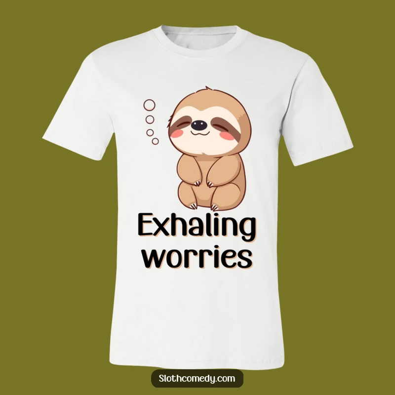 Funny Sloth Exhale T-Shirt - Peaceful Breathing Tee, Great Funny Gift