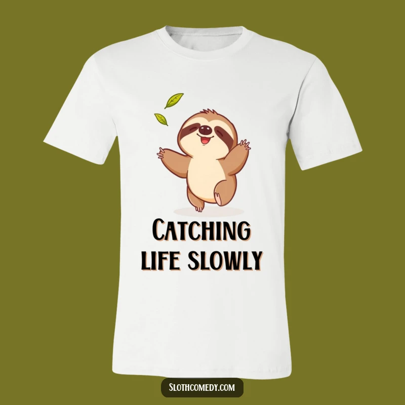 Funny Sloth Leaf T-Shirt: Comical Effort Design, Great Funny Gift