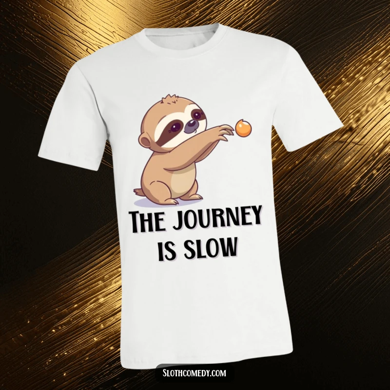 Funny T-Shirt: A sloth is captured in the act of slowly stretching a claw toward something elusive.