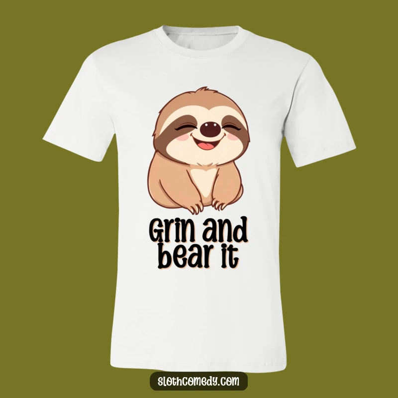Funny Sloth Grin T-Shirt - Slow Blink to Wide Smile Sloth Tee for Happy Vibes
