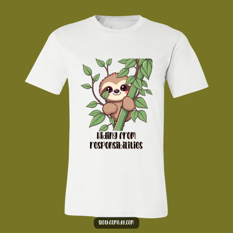 Funny Kawaii Sloth T-Shirt - Hide and Seek Champion Tee for Cheeky Fun