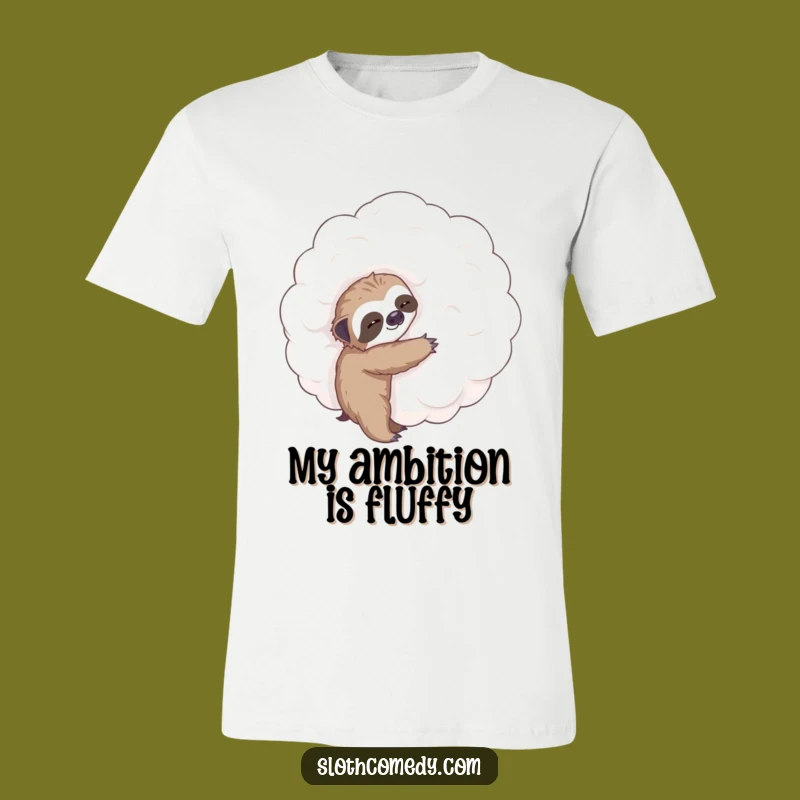 Funny Tiny Sloth Hugging Cloud T-Shirt: Humorous Sloth Apparel Gift Idea