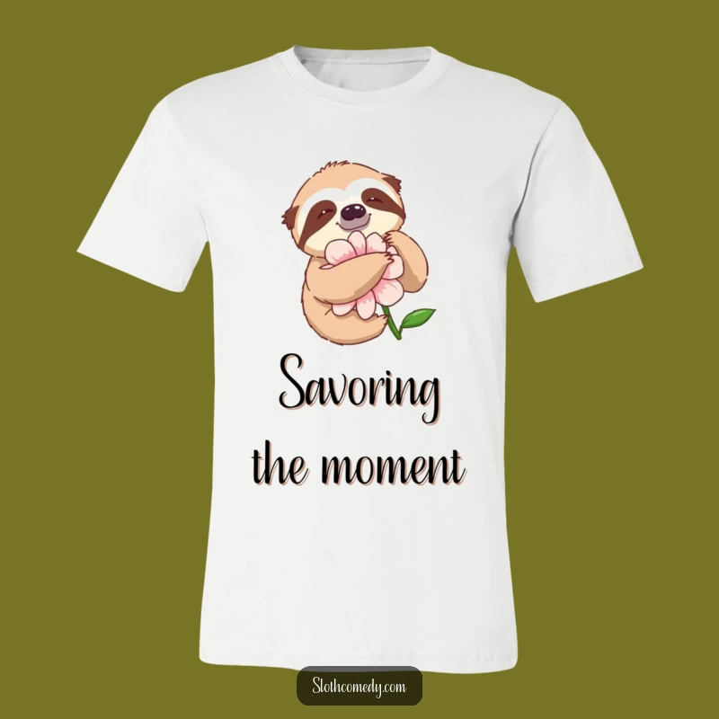 Funny Sloth Flower Hug T-Shirt: Wear Your Love for Nature with This Hilarious Tee