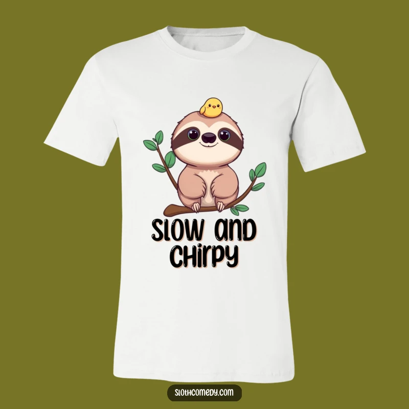 Funny Sloth and Bird T-Shirt - Cheerful Companion Tee Gift