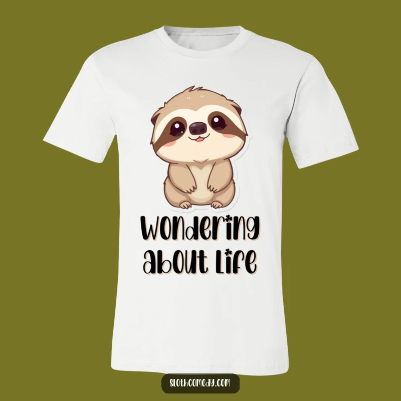 Funny Kawaii Sloth Curiosity T-Shirt: Innocent Charm, Ideal Funny Gift!