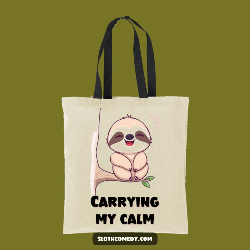 Funny Happy Sloth Sigh Tote Bag: Chic Sloth Accessory Gift