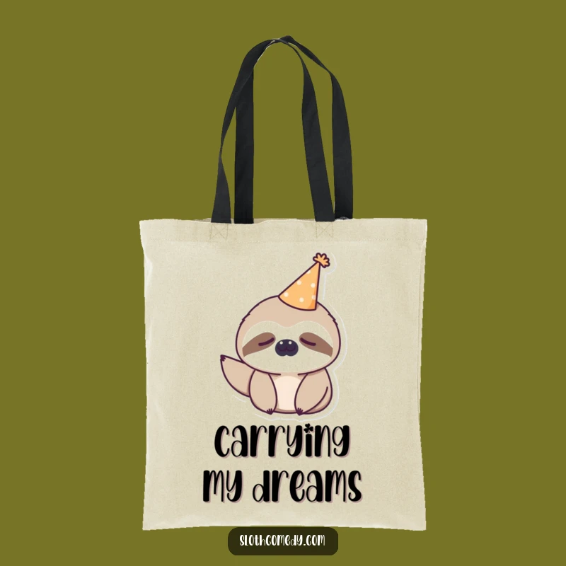 Funny Kawaii Sloth Party Tote Bag: Adorable Sleepy Sloth Carry-all for Humor