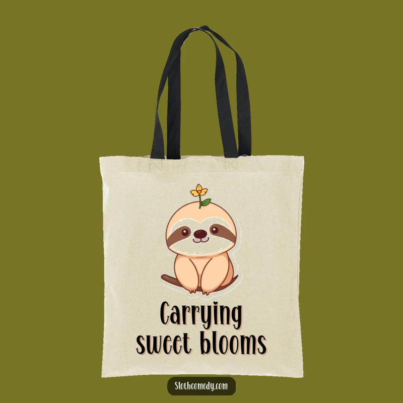 Funny Flower Sloth Tote Bag: Carry Sweetness - Perfect Funny Gift