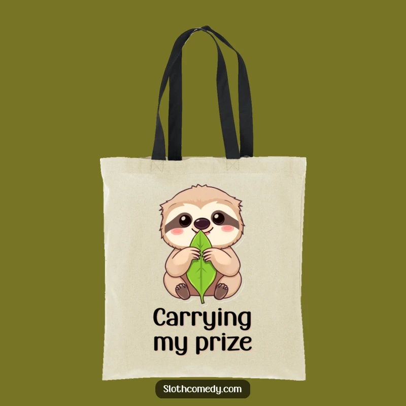 Funny Focused Sloth Leaf Tote Bag: Intense Kawaii Sloth Carry-all for Humor
