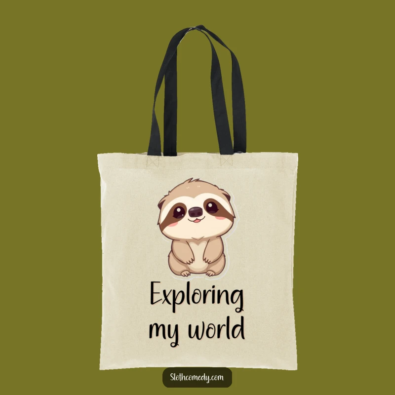 Funny Kawaii Sloth Curiosity Tote Bag: Carry Wonder, Wonderful Funny Gift!