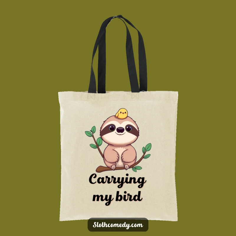 Funny Sloth and Bird Tote Bag - Cheerful Companion Carry-All Gift