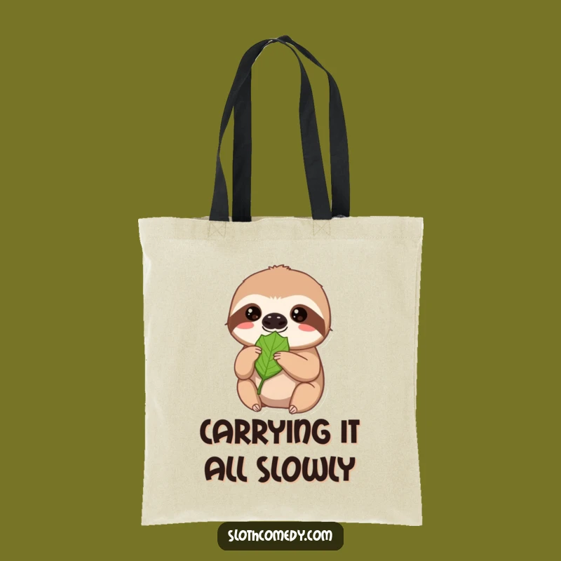 Funny Sloth Tote Bag: Patiently Offering Leaf for Everyday Errands