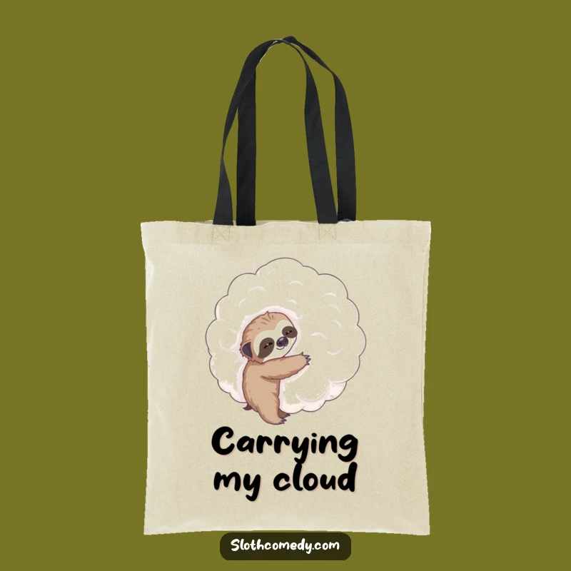 Funny Tiny Sloth Hugging Cloud Tote Bag: Chic Sloth Gift for Everyday